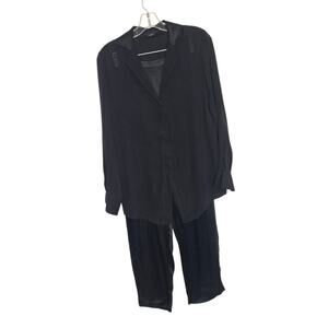 La Perla Silk Lounge Set Pajamas Black Button Front Long Sleeves Women 1 XS